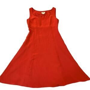 Talbots Womens Red Dress 100% Pure Silk Size 12 Empire Waist Fit & Flare Elegant